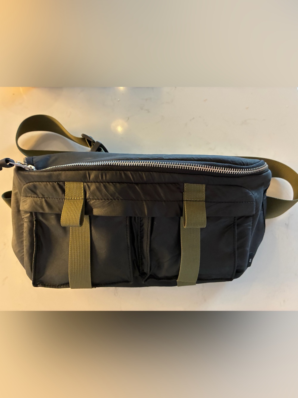 Urban Outfitters Soccer Duffle Crossbody Bag Black and Olive Green
